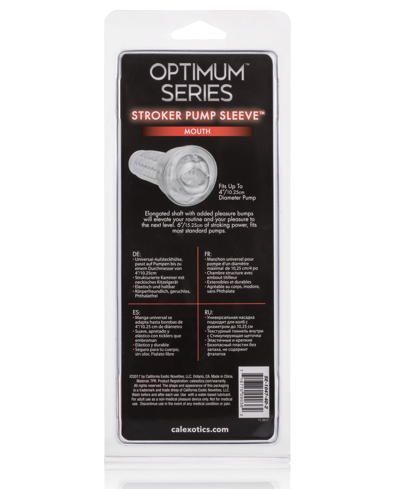 Optimum Series Mouth-Clear Stroker Pump Sleeve with Beaded Texture