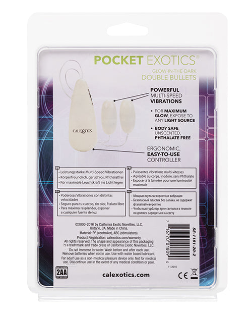 Glow-in-the-Dark Double Bullets Vibrating Stimulator with Multi-Speed Controls