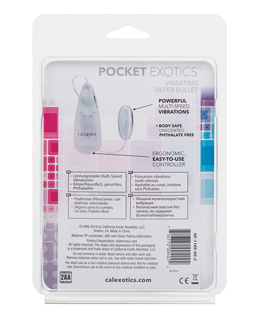 Pocket Exotics Silver Vibrating Bullet Stimulator with Multi-Speed Control