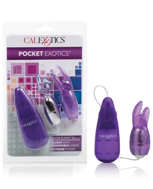 Pocket Exotics Stimulator Vibrating Bullet Dual-Action Bunny Teaser in Purple for Versatile Intimate Play