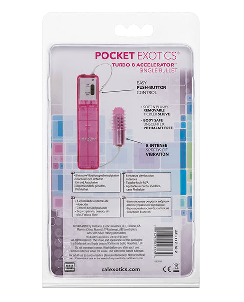 Turbo 8 Accelerator Single Bullet Pink Stimulator with Removable Sleeve