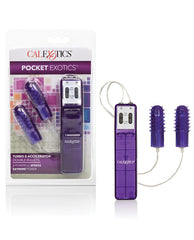 Pocket Exotics Stimulator Dual Silver-Plated Bullets with LED Control for Powerful Independent Stimulation