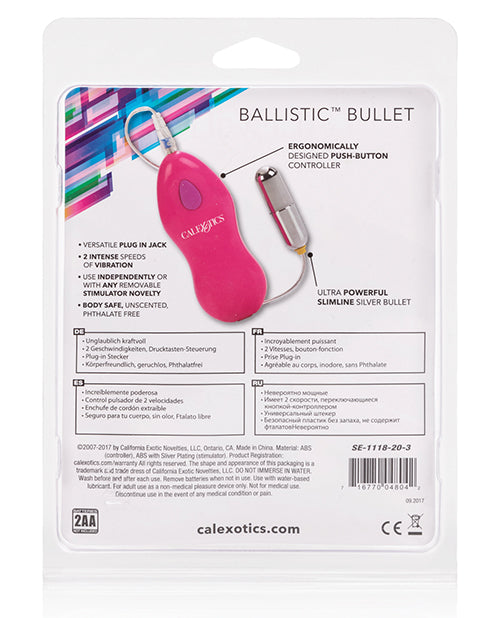 Ballistic Slimline Bullet Stimulator with 2-Speed Vibration in Pink