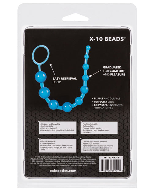 X-10 Graduated Blue Anal Beads with Retrieval Ring