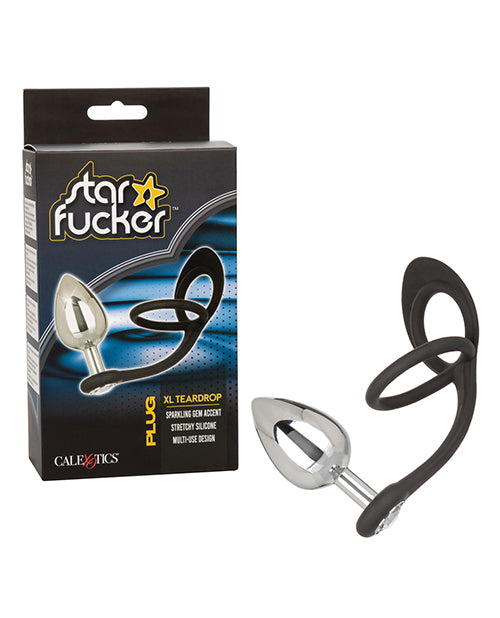Star Fucker Anal Plug XL Teardrop Metal with Silicone Dual Enhancer for Temperature Play and Enhanced Stamina