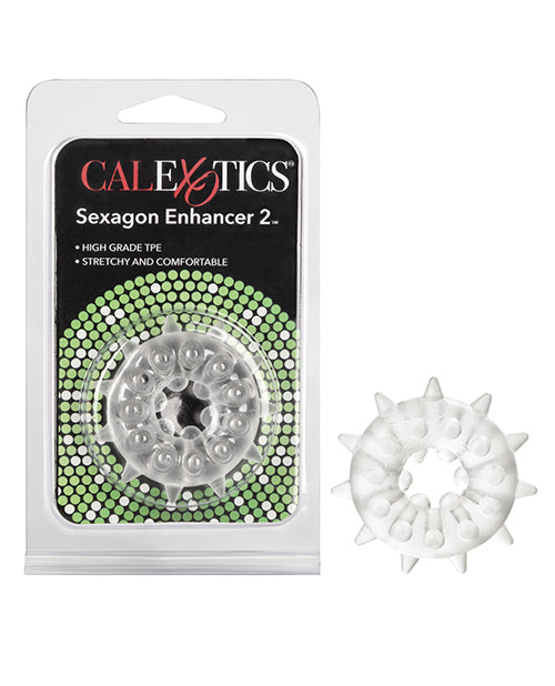 Rings! Penis Enhancement Clear Sexagon Enhancer 2 with Textured Nubs for Increased Girth and Stimulation