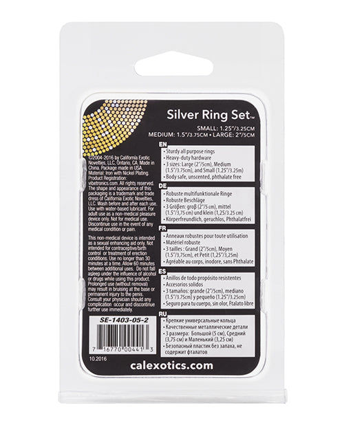 Silver-Plated Stainless Steel Penis Ring Set with Three Sizes