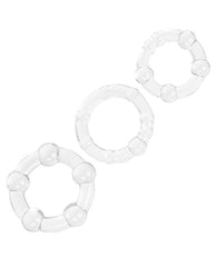 Clear Island Rings Set with Sensation Beads - Penis Enhancement Trio
