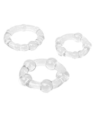 Clear Island Rings Set with Sensation Beads - Penis Enhancement Trio
