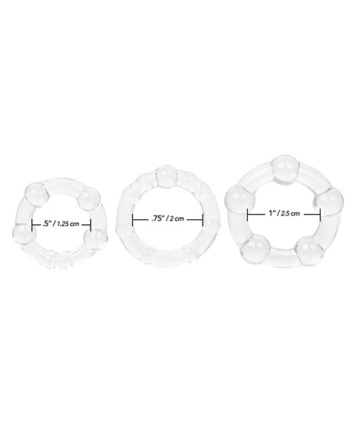 Clear Island Rings Set with Sensation Beads - Penis Enhancement Trio