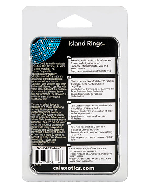 Stretchy Silicone Island Cock Rings Set with Pleasure Beads - Pink