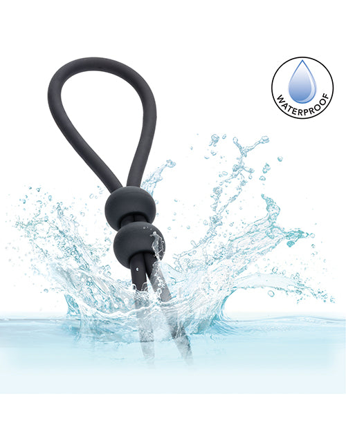 Alpha Liquid Silicone Dual Lasso Adjustable Black Cock Ring