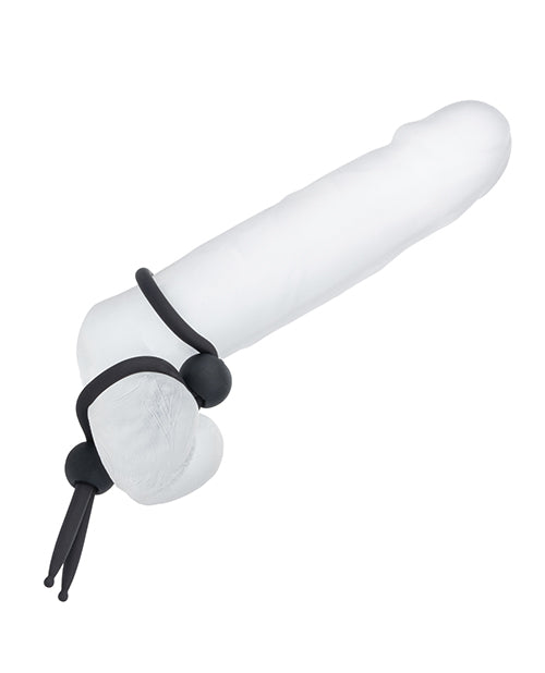 Alpha Liquid Silicone Dual Lasso Adjustable Black Cock Ring