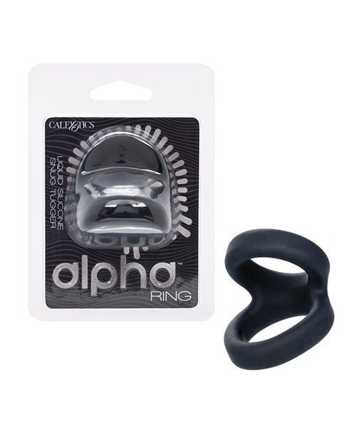 Alpha Liquid Silicone Snug Tugger - Black Cock Ring with Comfortable Fit