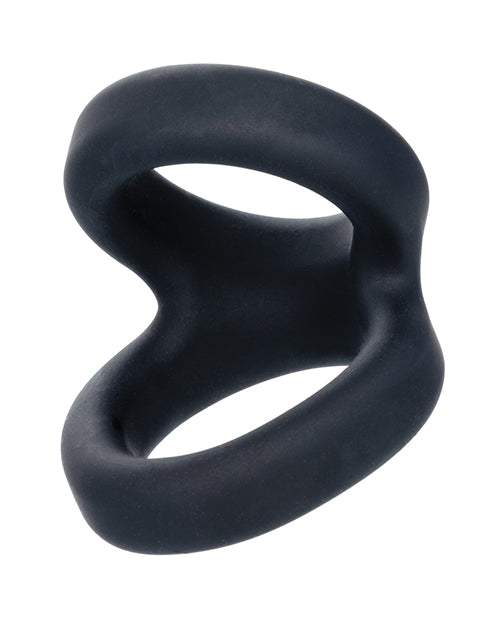 Alpha Liquid Silicone Snug Tugger - Black Cock Ring with Comfortable Fit