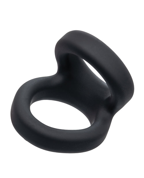 Alpha Liquid Silicone Snug Tugger - Black Cock Ring with Comfortable Fit