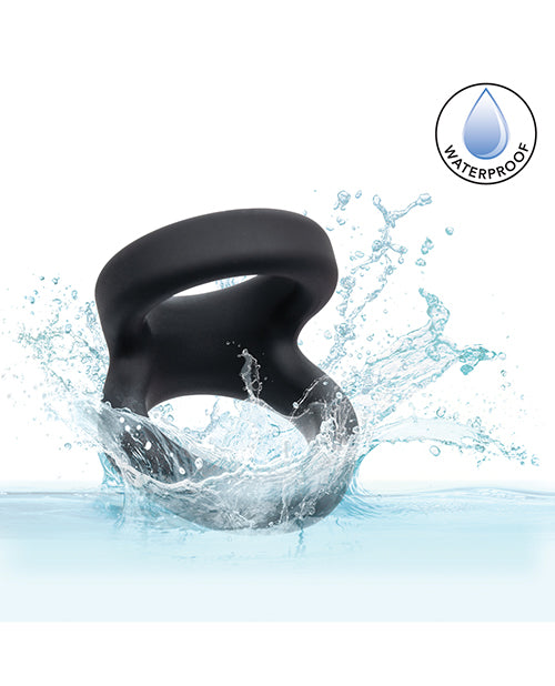 Alpha Liquid Silicone Snug Tugger - Black Cock Ring with Comfortable Fit