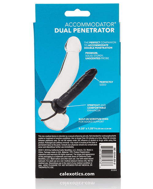 Accommodator Dual Penetrator Black Dong with Dual Support System