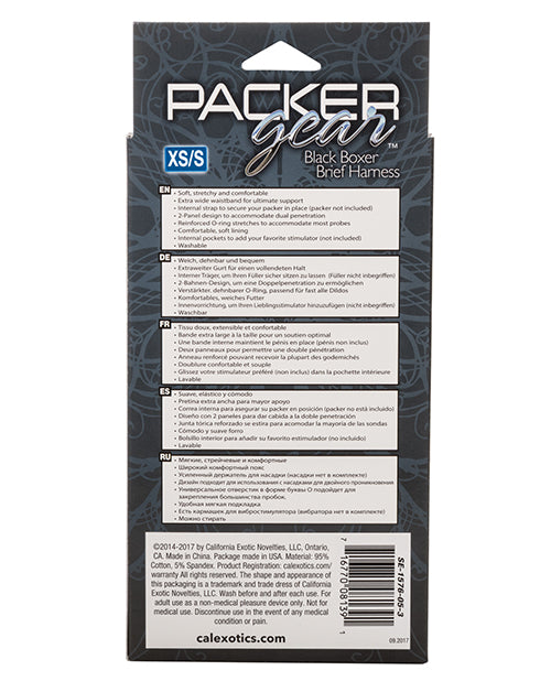 Packer Gear Boxer Harness – Black Cotton Spandex Briefs with O-Ring and Internal Pockets