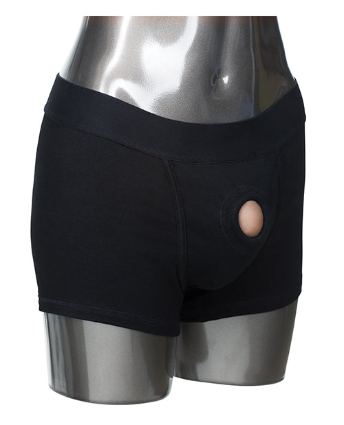 Packer Gear Boxer Harness – Black Cotton Spandex Briefs with O-Ring and Internal Pockets