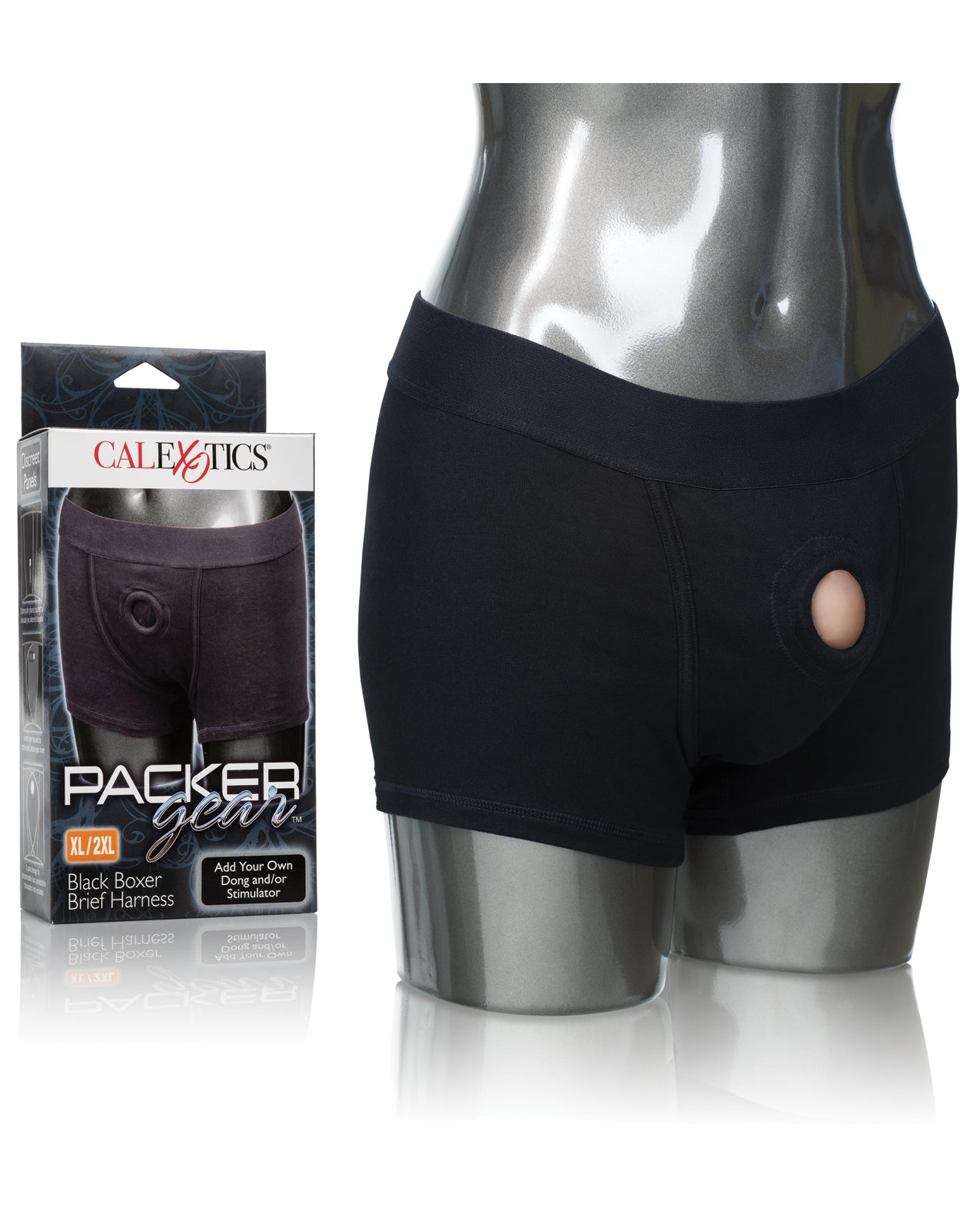 Packer Gear Black Boxer Brief Harness with Reinforced O-Ring and Stretch Waistband for Secure Transgender Packer Support