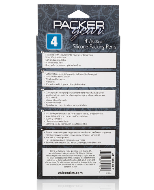 Packer Gear 4-Inch Silicone Packing Penis with Secure Harness Base – Brown