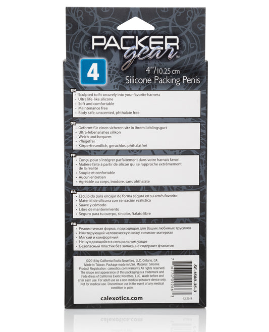 Packer Gear 4-Inch Silicone Packing Penis with Harness Base - Black