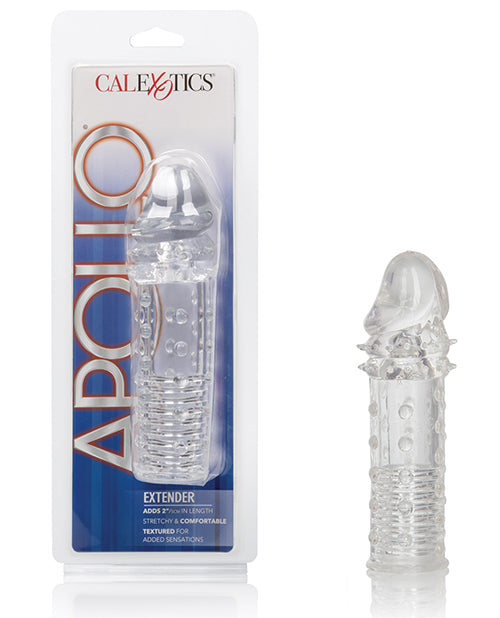 Apollo Penis Enhancement Sleeve Clear Textured Ribbing Stretchy TPR for Added Length and Sensation