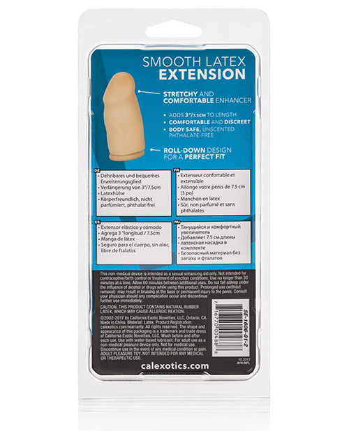 3" Latex Extension Penis Enhancer with Realistic Texture and Beaded Design