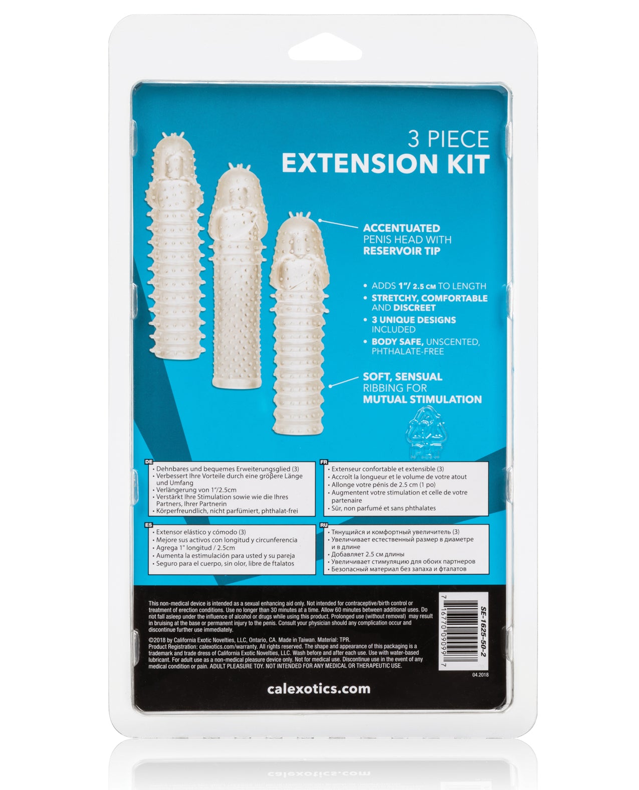 Clear 3 Piece Extension Kit with Ribbed Penis Enhancement Sleeves