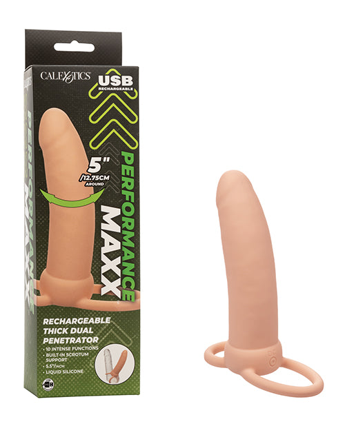 Performance Maxx Vibrator Dual Penetrator with Thick Shaft and Scrotum Ring for Double Penetration Stimulation