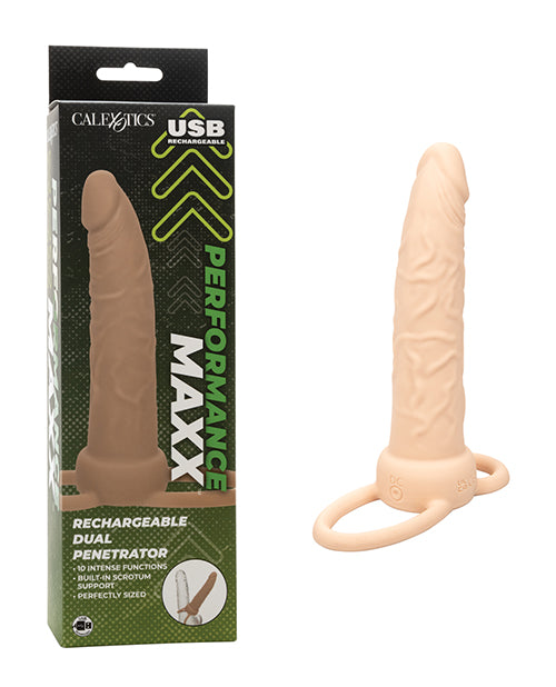 Performance Maxx Vibrator Rechargeable Dual Penetrator with Support Rings and Lifelike Probe for Enhanced Double Penetration Pleasure
