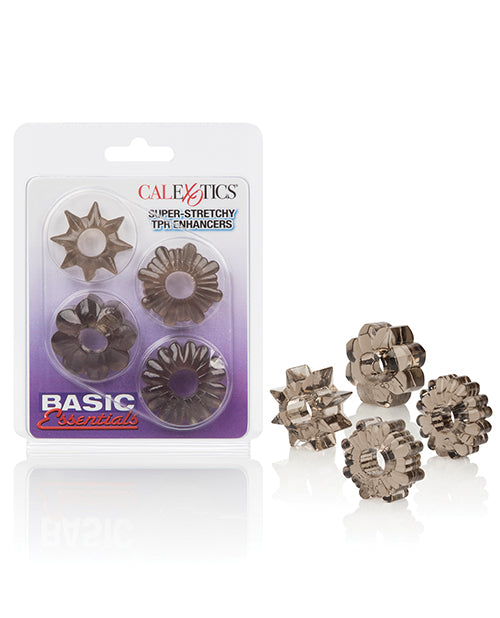 Basic Essentials Penis Enhancement Rings Super Stretchy TPR Assorted Shapes for Enhanced Sensation and Comfort