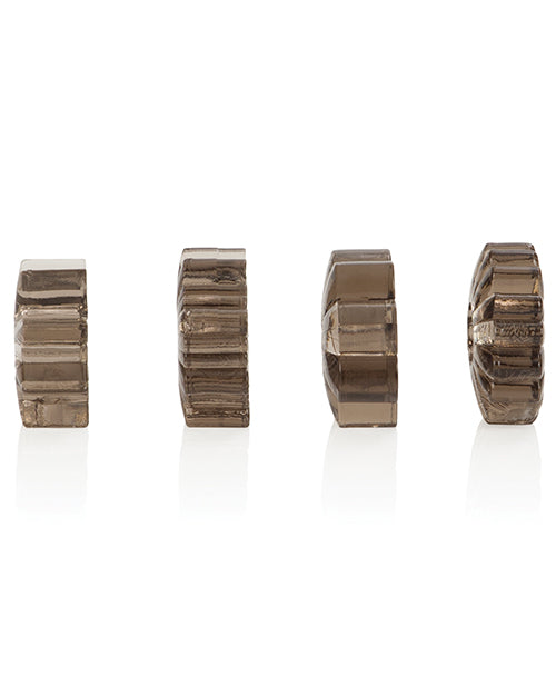 Super Stretchy Penis Enhancement Rings Set with Assorted Shapes – Smoke, 4 Pack