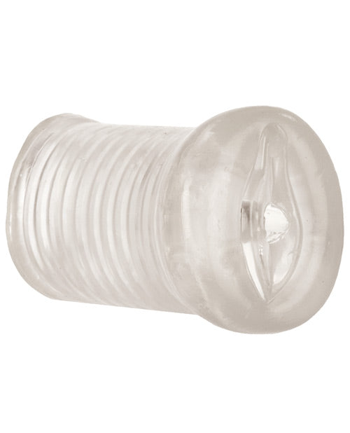 Basic Essentials Masturbator Clear TPR Ribbed Shaft Stretchy Design for Intense Solo Stimulation