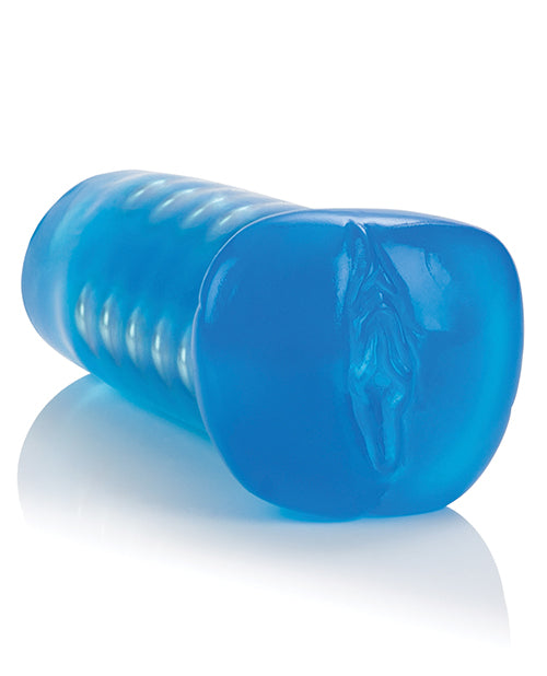 Basic Essentials Beaded Masturbator with Silver Beads - Blue