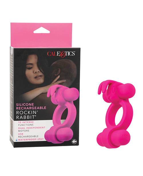 Couple's Enhancers Stimulators Silicone Vibrating Rockin' Rabbit Ring with Dual Motors for Couples Pleasure