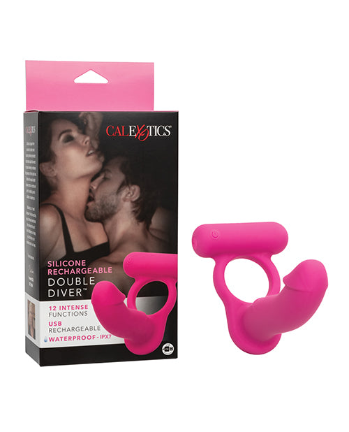 Couple's Enhancers Penis Enhancement Silicone Rechargeable Vibrating Ring and Backdoor Probe for Couples Stimulation