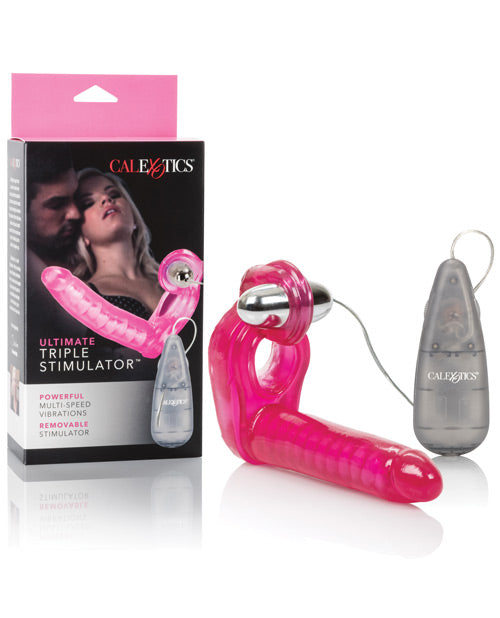 Couple's Enhancers Dongs & Dildos Ultimate Triple Stimulator Pink Flexible Dong Removable Bullet for Couples Pleasure and Shared Stimulation