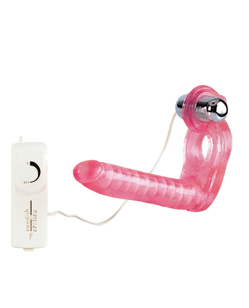 Ultimate Triple Stimulator Pink Flexible Dong & Vibrating Cock Ring for Couples