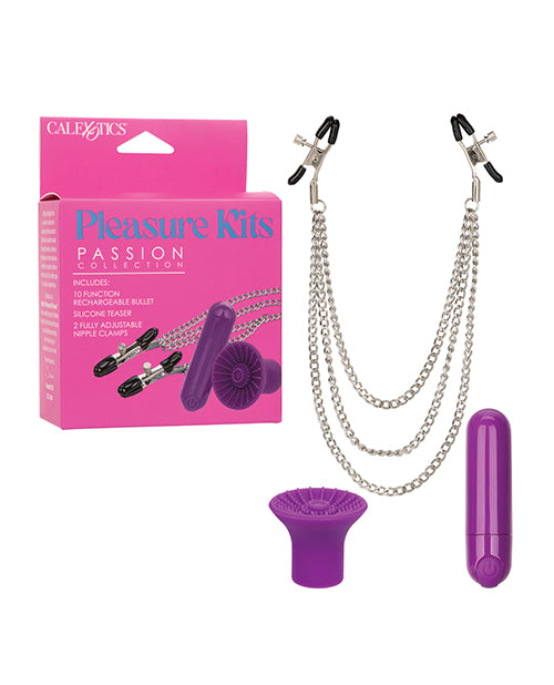Pleasure Kits Stimulators Set Rechargeable Bullet Silicone Nipple Teaser Adjustable Clamps for Sensory Play