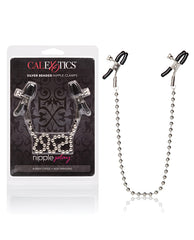 Nipple Play Nipple Clamps Adjustable Silver Beaded Chain Comfortable PVC Pads for Nipple Stimulation