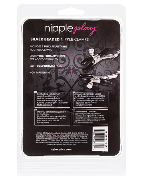 Silver Beaded Adjustable Nipple Clamps with Comfort Pads