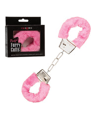 California Exotic Novelties Bondage Restraints Pink Faux Fur Adjustable Handcuffs with Safety Release for Playful Sensual Restraint