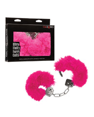 California Exotic Novelties Bondage Handcuffs Plush Pink Faux Fur Adjustable Cuffs for Secure and Comfortable Restraint