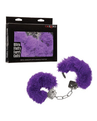 California Exotic Novelties Bondage Restraints Purple Faux Fur Handcuffs with Adjustable Lock for Couples Play
