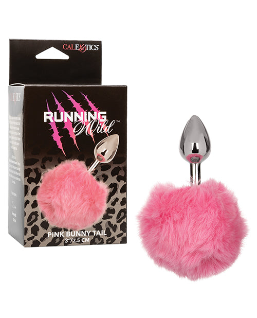Running Wild Anal Probe with Pink Fluffy Bunny Tail and Nickel-Free Metal for Playful Intimacy