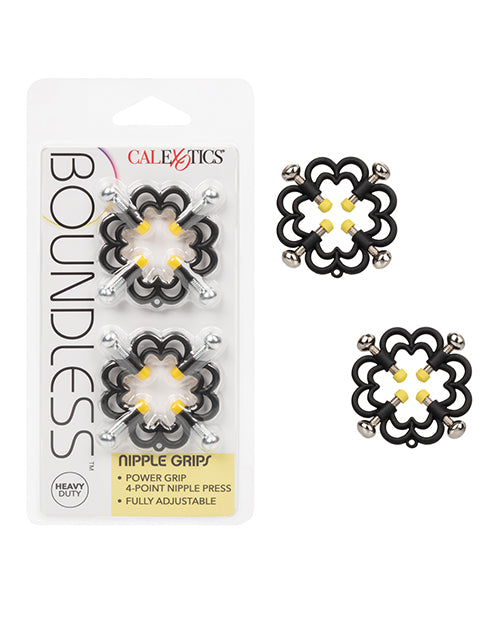 Boundless Nipple Grips Adjustable 4-Point Screw Tension Coated Tips for Sensation Play and Secure Fit