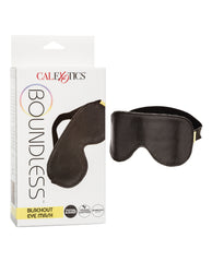 Boundless Bondage Blindfolds Vegan-Leather Blackout Eye Mask with Plush Lining for Sensory Deprivation