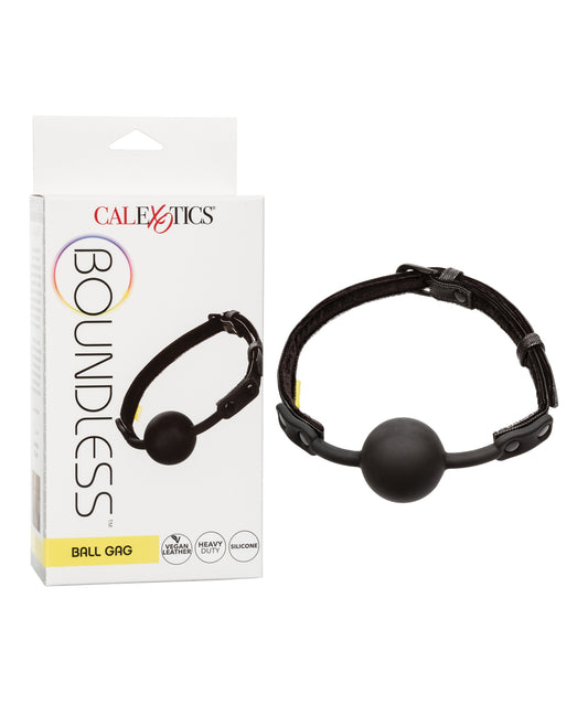 Boundless Ball Gag Black Silicone Vegan Leather Adjustable Strap for Comfortable BDSM Restraint